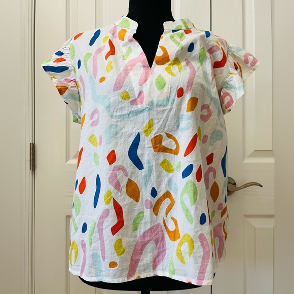 THML Tops - THML Abstract Print Flutter Sleeve Blouse Size S